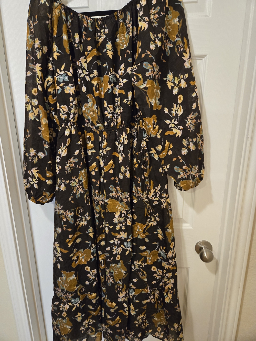 Polagram Brown Maxi Dress with Mustard Floral Print - Picture 15 of 16